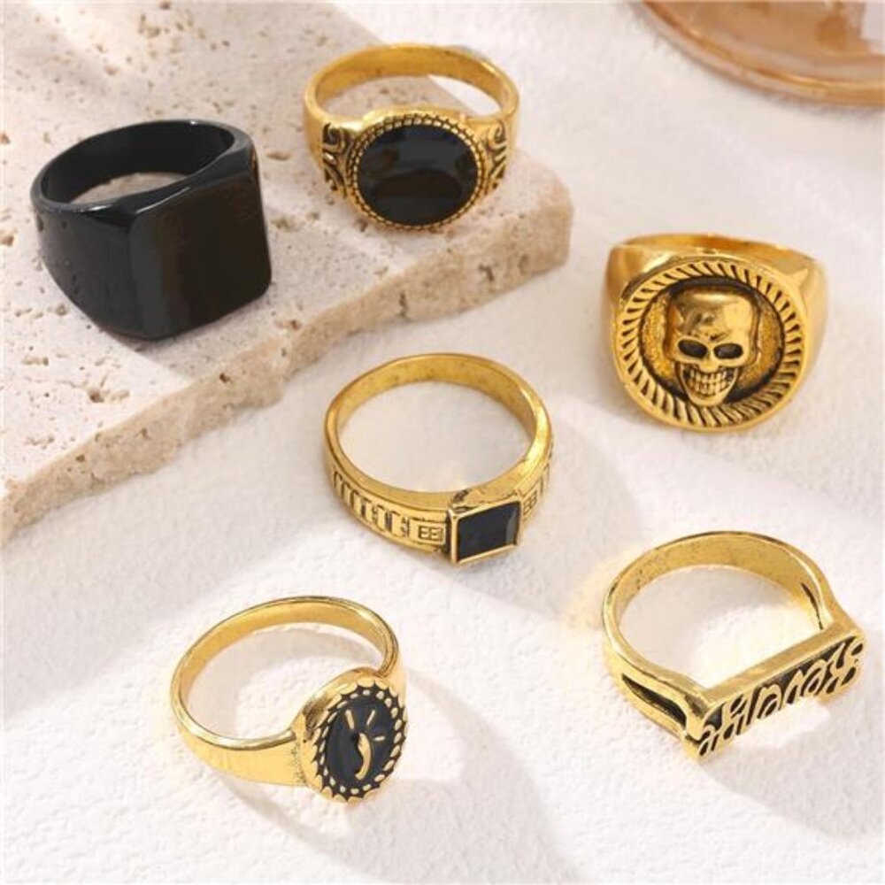 6Pcs Gold Knuckle Stackable Finger Rings Set Retro Rings - Picture 4 of 8